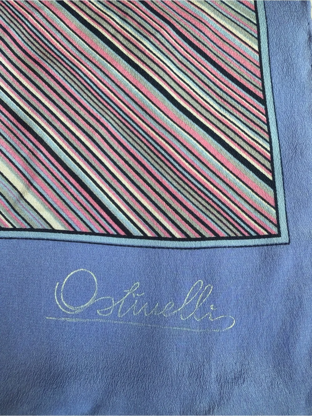 Vintage Ostinelli Purple/Pink 100% Silk Italian Scarf